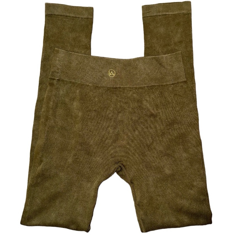 LA + Image Deep Sage Ribbed High Waist Seamless Legging